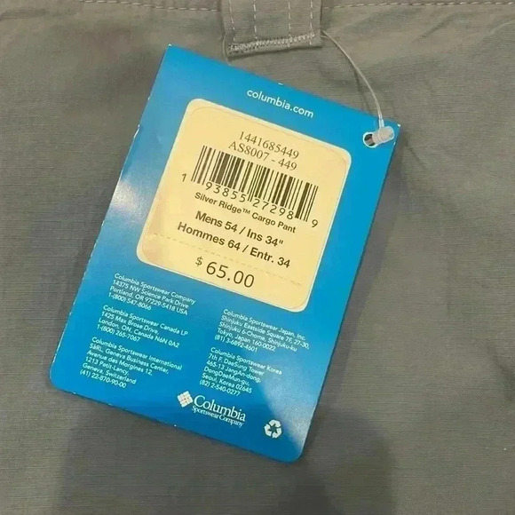 NWT Columbia Men's Silver Ridge Cargo Pants 54Wx34L 50 UPF Rated Omni-Shade - Picture 3 of 4